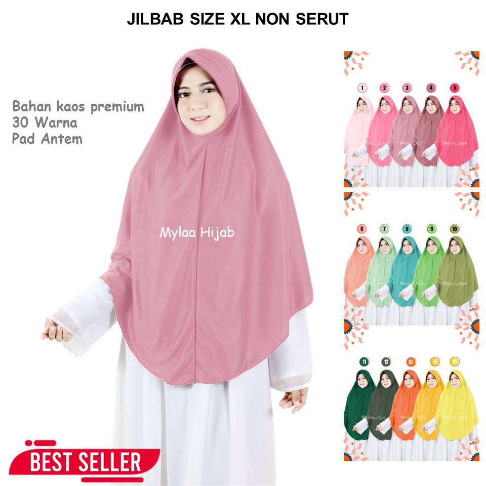 Mylaa hijab Jilbab Hijab Bergo Instan XL NON SERUT - Anak Sekolah Dewasa Bahan Kaos PE PKS Oren