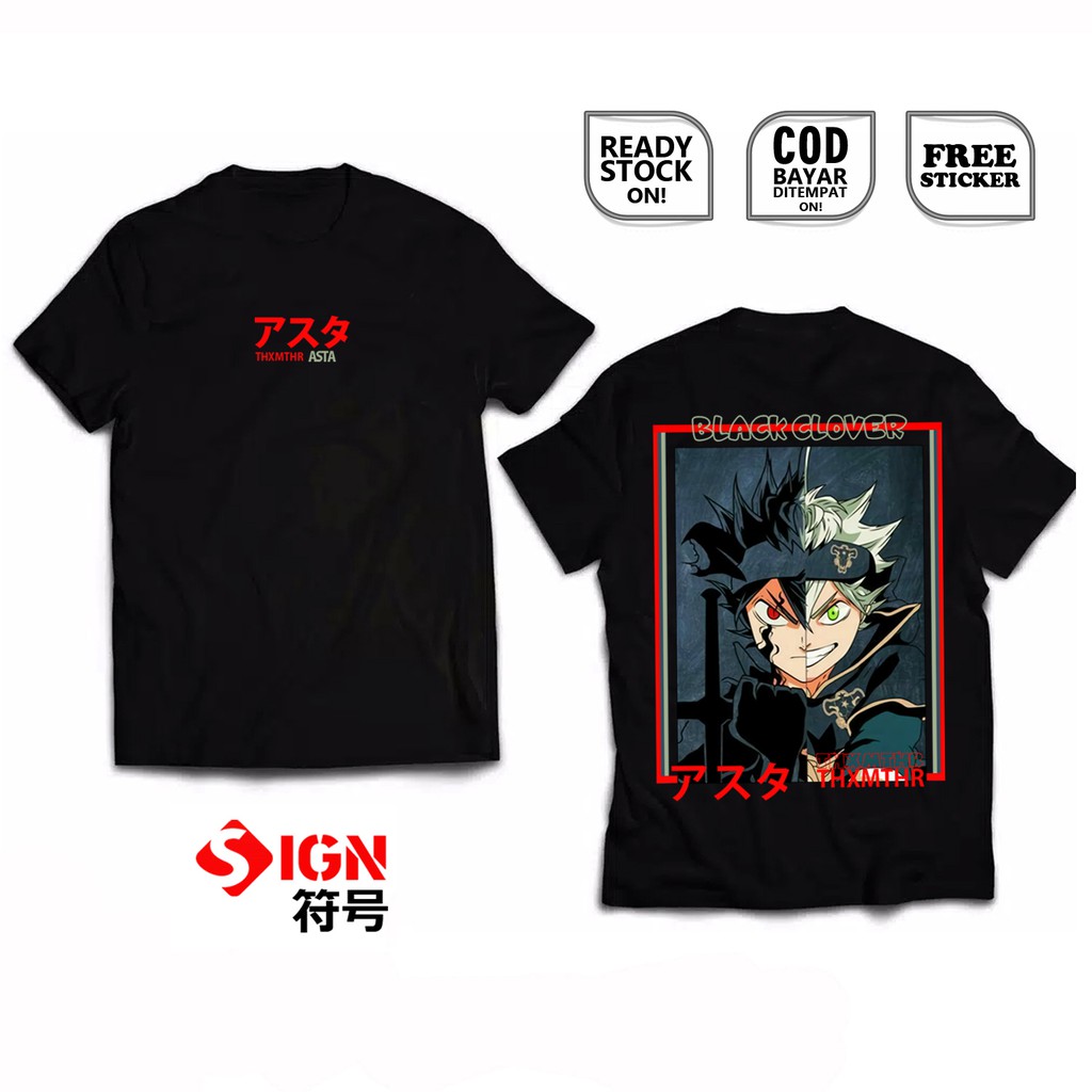 KAOS ANIME ASTA WIZARD KING BLACK CLOVER YUNO YAMI NOELLE BAJU JEPANG MANGA FINRAL VANESSA GAUCHE SC