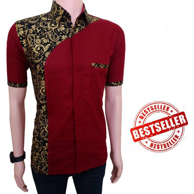 ATASAN BATIK PRIA MODERN KOMBINASI BATIK SENO KENONGO PADI RISNA BATIK HRB026 BATIK IPNU-IPPNU MLXL