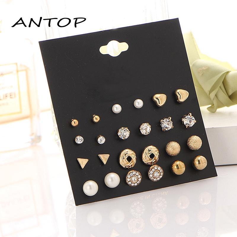 12pcs Anting Wanita Rumbai Mutiara Berlian Liontin Korea Fashion Perhiasan ANTOP