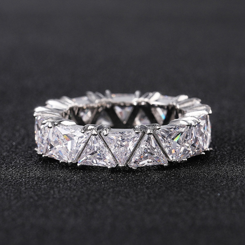 Gorgeous Women Promise Eternity Rings Geometric Triangle White Cubic Zirconia Stone Wedding Engagement Jewelry