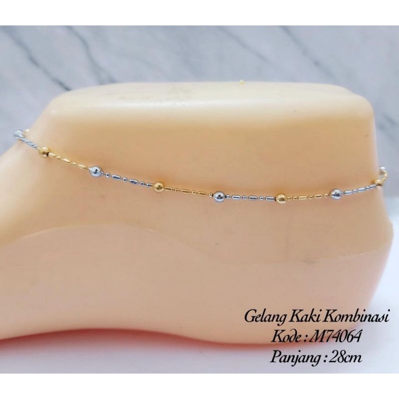 GELANG KAKI BIJI LADA KOMBINASI TITANIUM LAPIS EMAS 18k 74004.17-34.71048