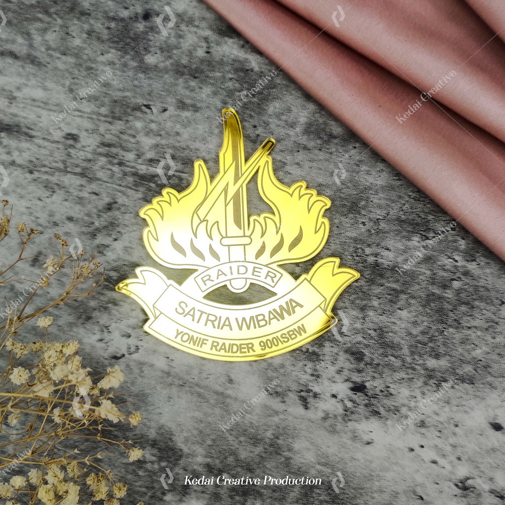 Logo Yonif Raider Satria Wibawa - Bahan Aksesoris Dekorasi Mahar Akrilik Gold