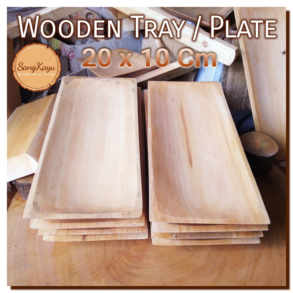 Wooden plate 10x20 piring kayu piring saji nampan saji Wooden tray M2