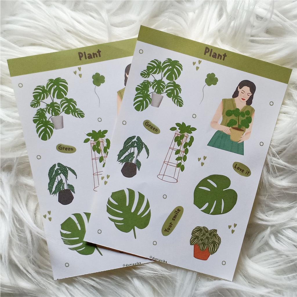 

Sticker sheet mini Kiss cut sticker plants untuk journal/scrapbook