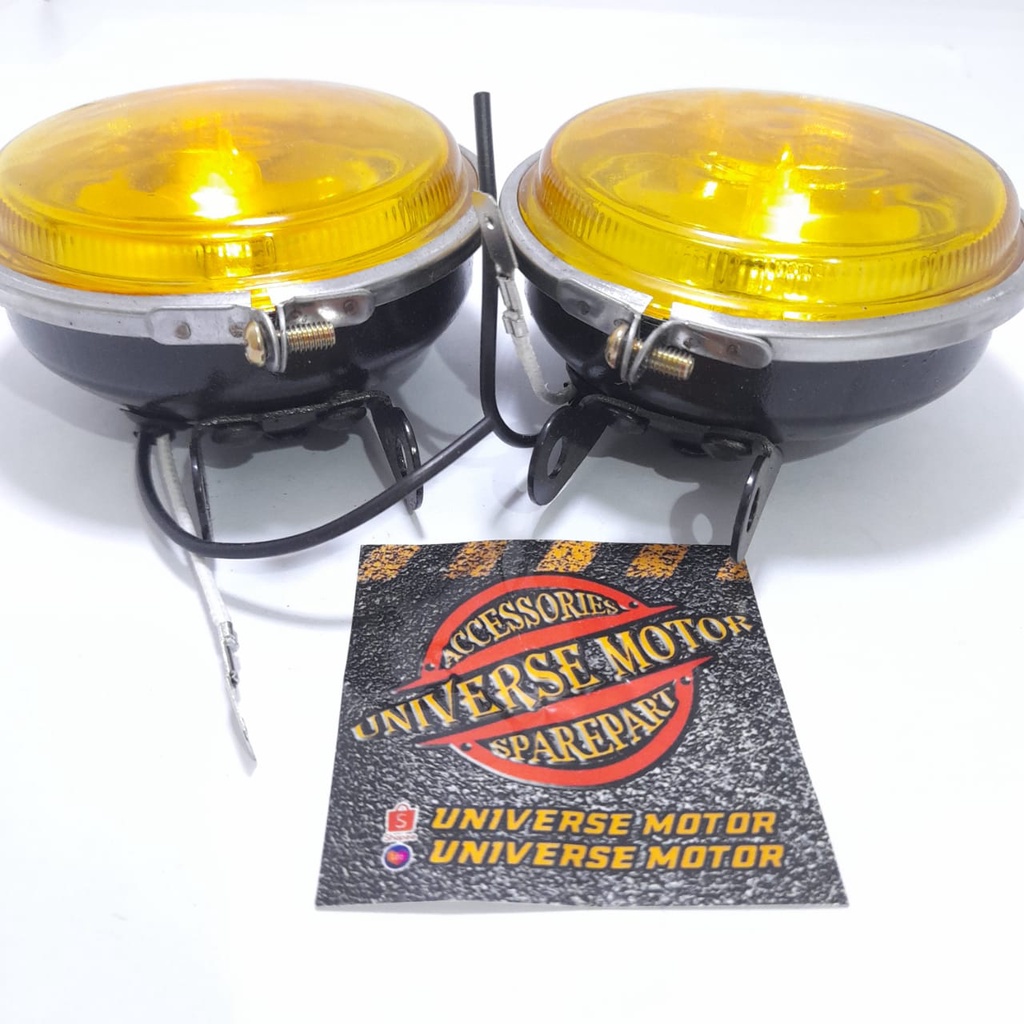 LAMPU TEMBAK BULAT 12V MOTOR MOBIL FOGLAMP LAMPU KABUT KUNING PUTIH