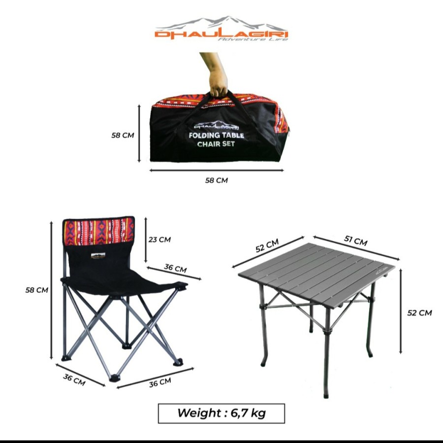 Meja Kursi Lipat Portable Set Dhaulagiri