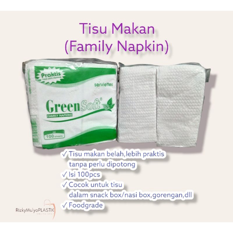Tisu Makan/Tisu Napkin/Family Napkin/Tisu Green/Tisu belah/Tisu Lipat/Tisu potong