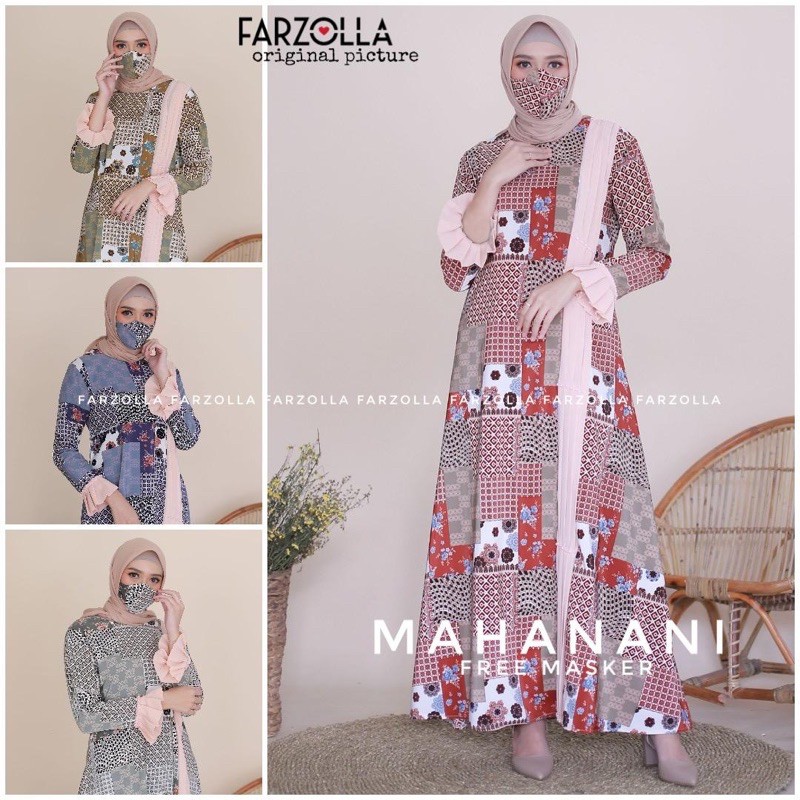 Jual Baju Wanita Dewasa Gamis Maxy Free Masker Mahanani #1 Original by Farzolla