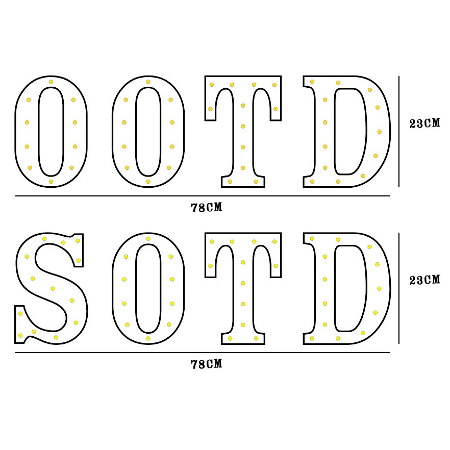 Marquee Letter Light Huruf Lampu Huruf Tinggi 23cm Bohlam LED Bulb