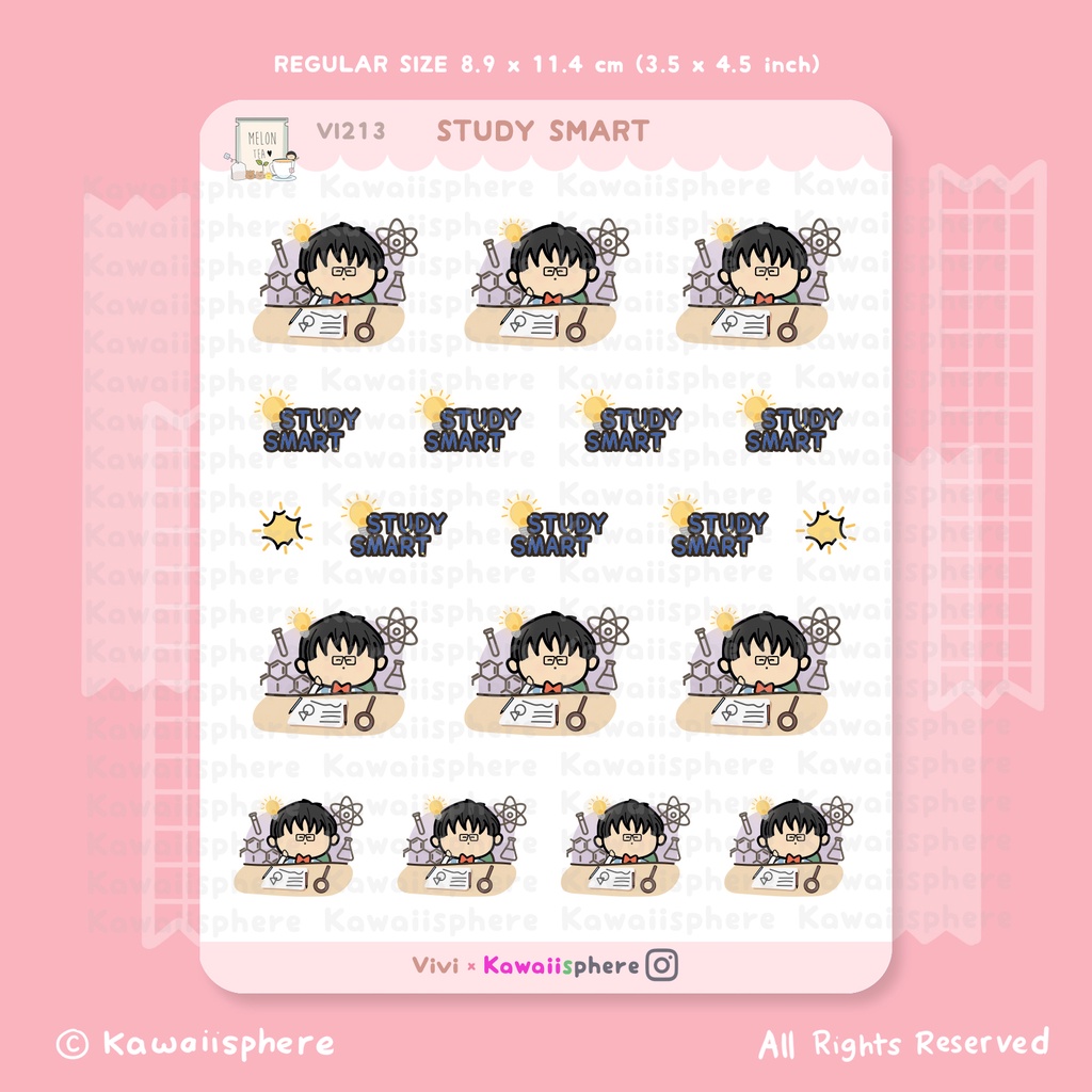 

Study Smart | Study Journal / A6 Ring Planner Sticker | Stiker Belajar a.melontea VI213