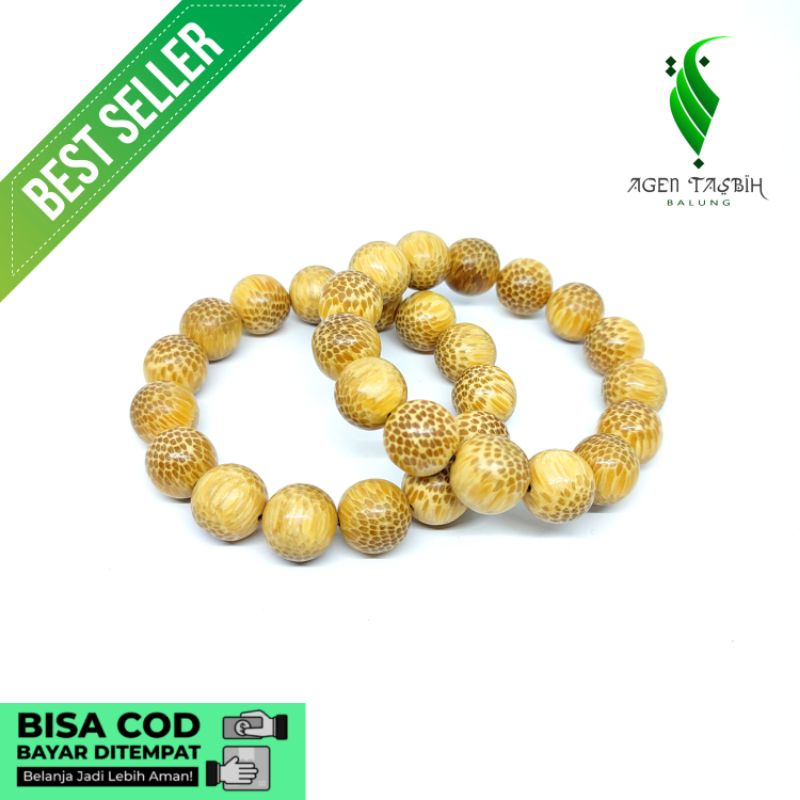 Gelang Nibung/Liwung Putih Jumbo, Size 14mm_Bisa Bayar Di Tempat