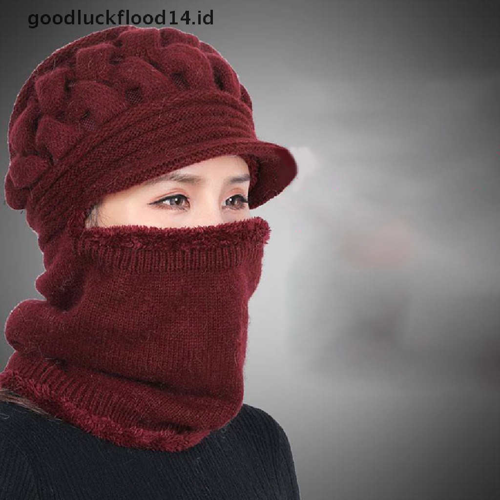 [OOID] Winter Female Lady Woolen Hat Thickening Warm Knit Beanie Scarf Crochet Cap  ID