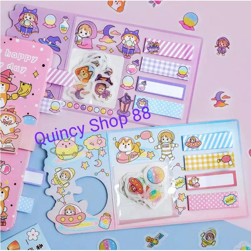 

Stiker+Sticky notes Kawaii Set Impor for Bujo, Scrapbook,Diary,Planner,Reward Anak