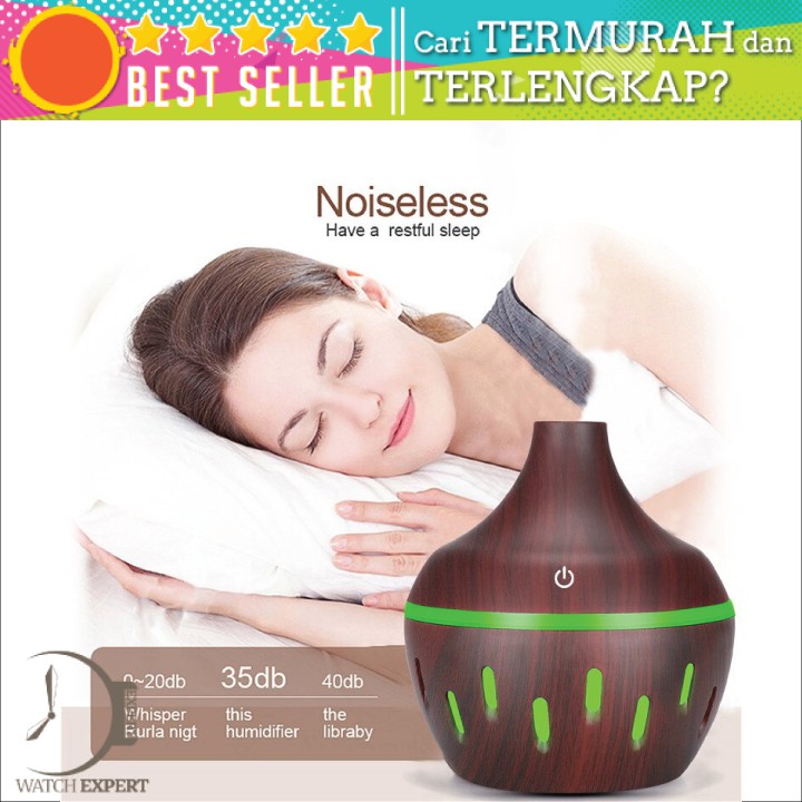 BAYAR DI TEMPAT Pelembab Udara Air Humidifier Aromatherapy Diffuser Wood Design 300ml - Dark Brown