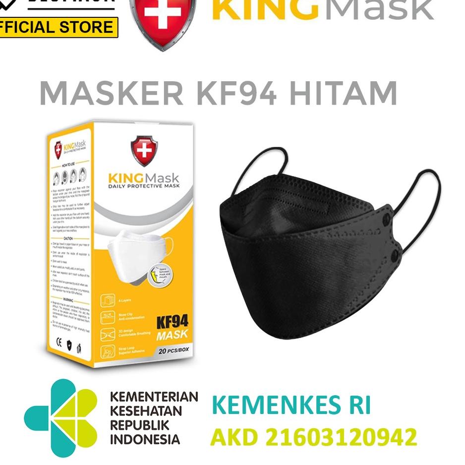 Big Sale - BIOMASK x KINGMASK KF94 1Box 20Pcs Korean Style 4ply - 1 Box 20 Pcs Hitam / Putih 5 PLY K