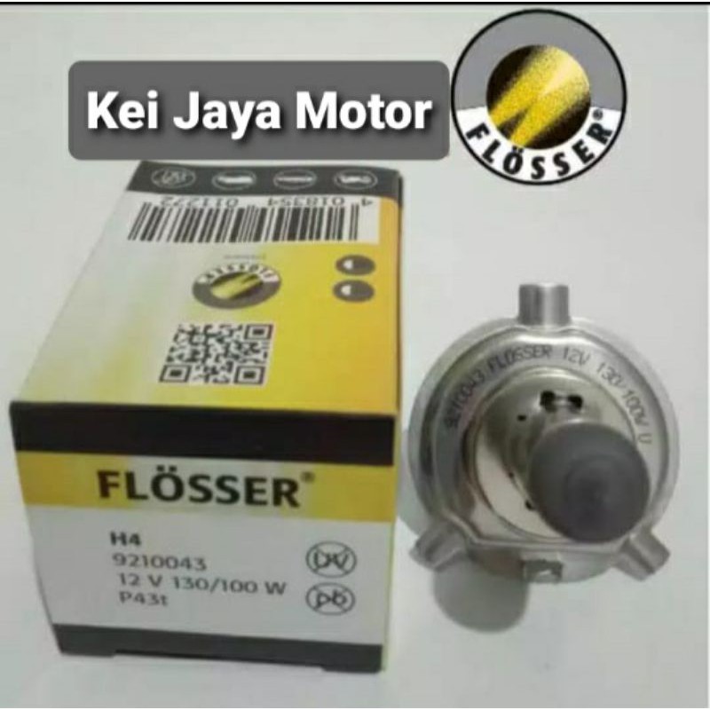 Bohlam Halogen Lampu Depan H4 130/100Watt 12V Flosser Original Germany