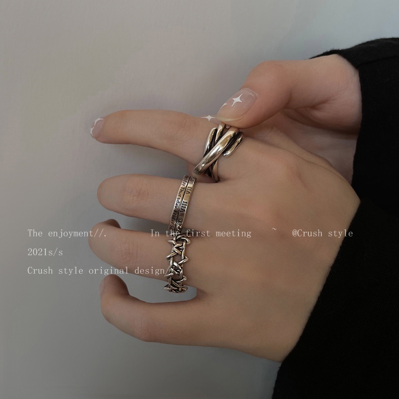 Roman Numeral Ring Set Accessories Trendy Fashion Style Retro