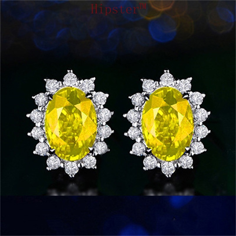 New SUNFLOWER Color Treasure Retro Crystal Stylish Elegant and Simple Earrings