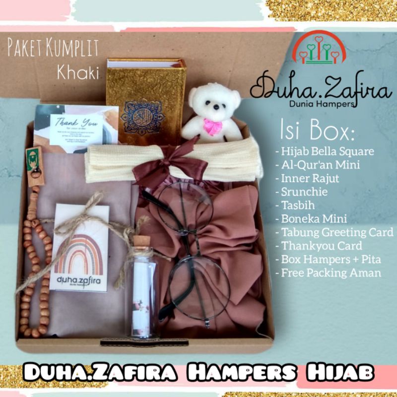 Duha Zafira Hampers Hijab Bella Square/ Gift set/ Hampers Wedding Ultah Ulangtahun Wisuda Valentine day/ Hampers wanita/ Hampers Idul Fitri/ Hamper Idul Adha/ parcel Lebaran/ Kado pernikahan/ THR/ Kado unik