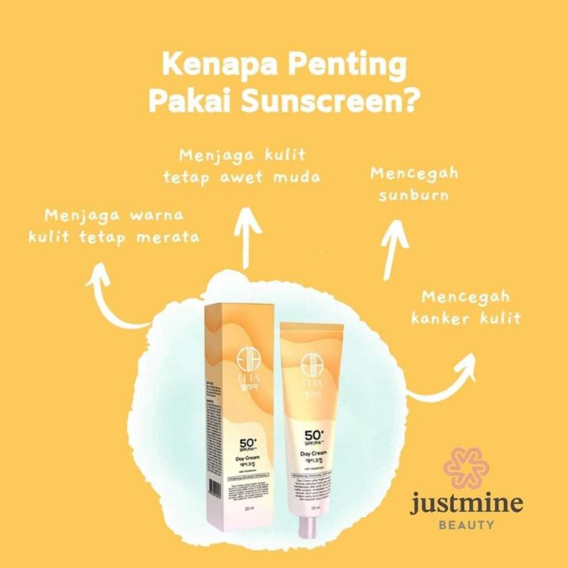 [BISA COD] Day cream elia spf 50++/sunblock/sunscreen justmine beauty 100% original free gift
