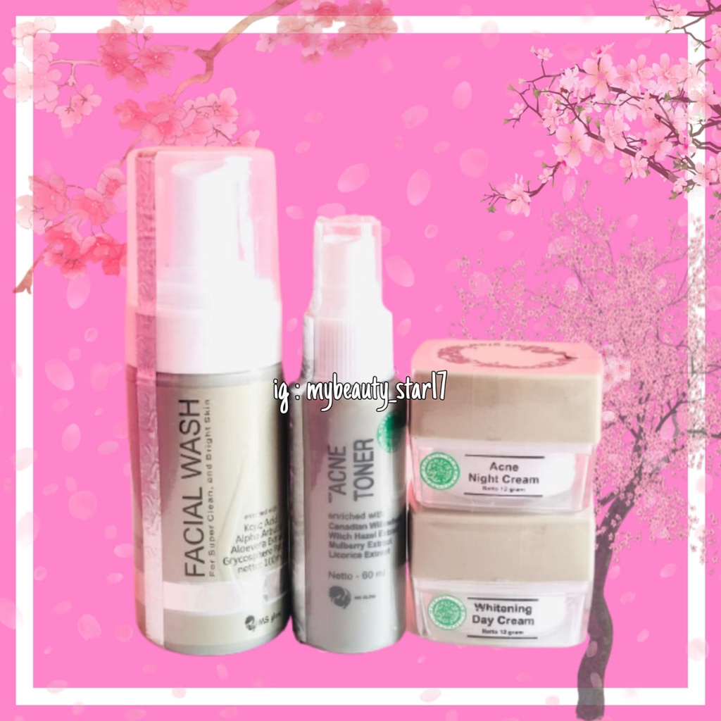 MS GLOW SKINCARE PAKET ACNE SERIES UNTUK KULIT BERJERAWAT AMPUH TERMURAH