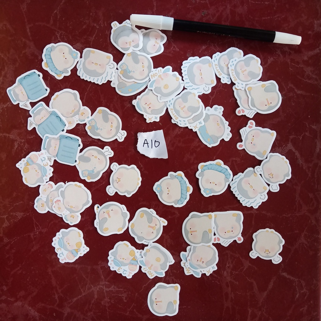 

1 buah sticker penguin lucu stiker warna biru bahan jurnaling hiasan buku catatan hiasan daily planner