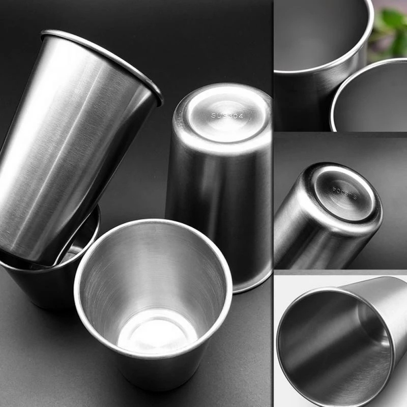 Gelas Minum Kopi / Teh / Susu / Bir Bahan Stainless Steel Ukuran 30-330ml