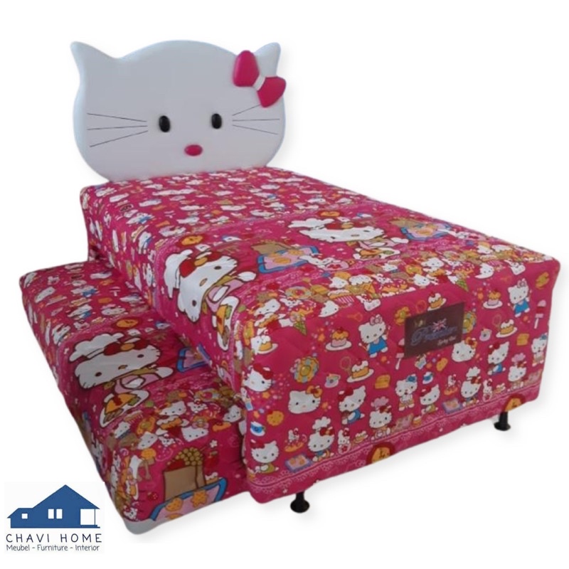 set springbed 2in1 sorong premier spring bed kasur susun tempat tidur anak kitty