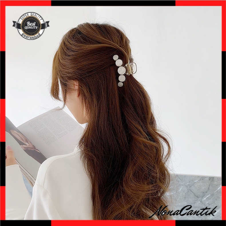 Jepit Jepitan Rambut Acrylic 8.5cm Transparan Jedai Mutiara Besar Korea Aksesoris Wanita Cellulose Acetate Pearl Hair Claw Clips