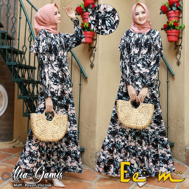 Dress Muslim Gamis Flower Sarah