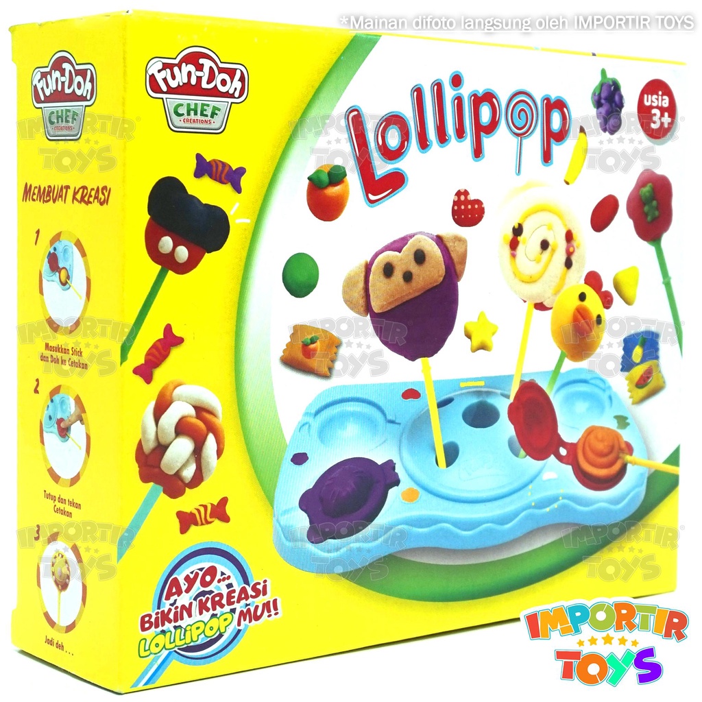 Fun Doh Lollipop Mainan Plastisin Anak Lilin Edukasi Toys Kid