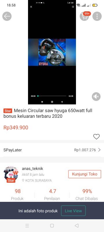 Mesin Circular Saw Hyuga 650watt Full Bonus Keluaran Terbaru 2020