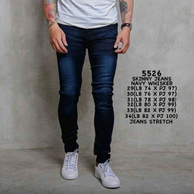 Celana Jeans Panjang Cowok Cowo Pria Slimfit Skinny Pensil Navy Stretch Orlen Denim