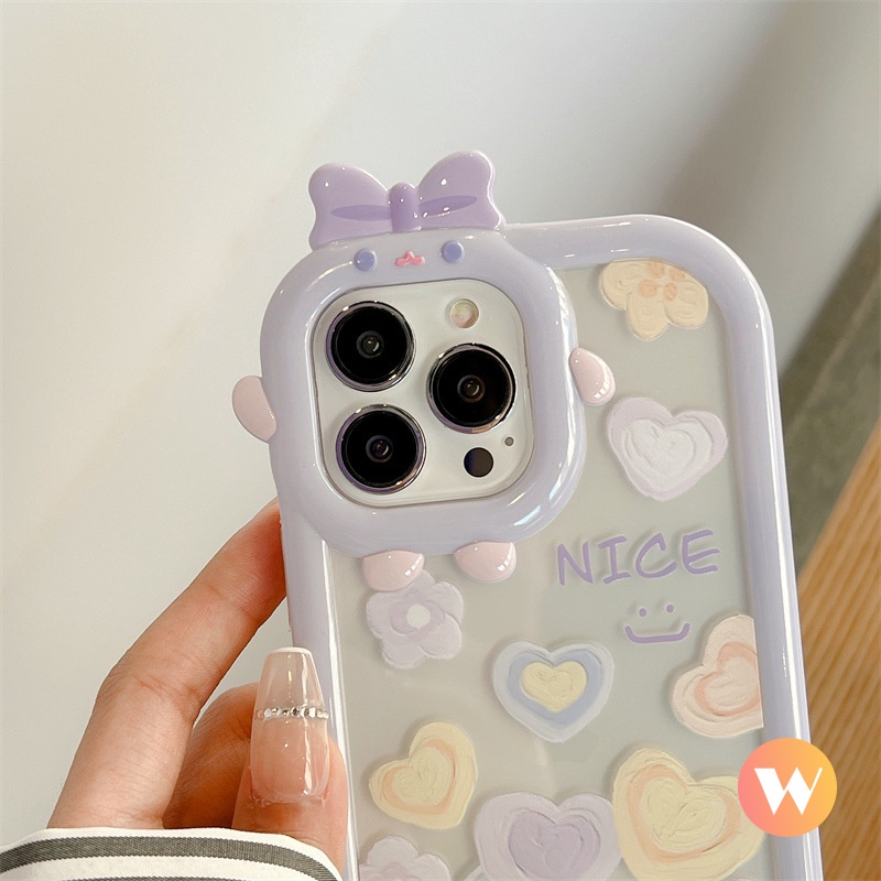 Casing Soft Case TPU Motif Hati / Smile 3D Untuk IPhone XR 11 13 12 Pro MAX 6 6S 7 8 Plus XR X XS MAX SE