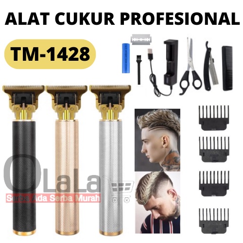 Alat Cukur Elektrik Profesional Hair Trimmer Detailer Cordless / Mesin Cukur Rambut Cas TM-1428 / TM-1425