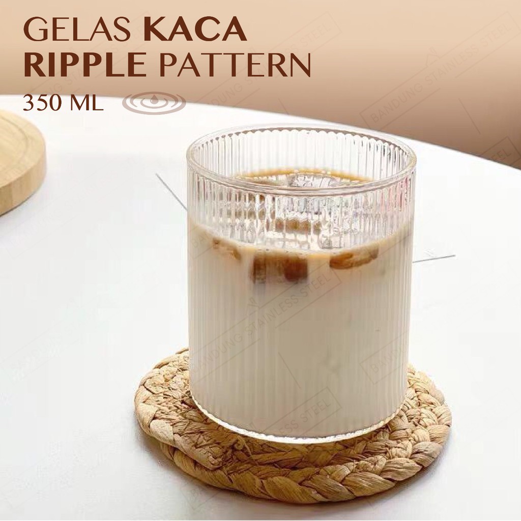 Gelas Kaca Kopi Susu Ripple Yo-Reum Aesthetic Korean Cafe Crystall Drinking Glass