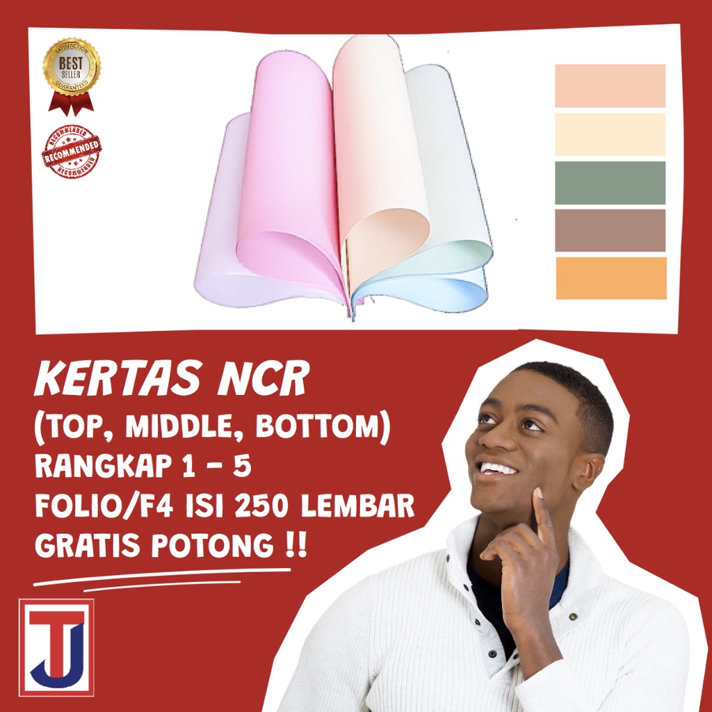 

Kertas Nota NCR Multi Copy / Multicopy 1-5 ply Top Middle Bottom Ukuran Folio F4 / A4 isi 250 lembar (1/2 Rim)