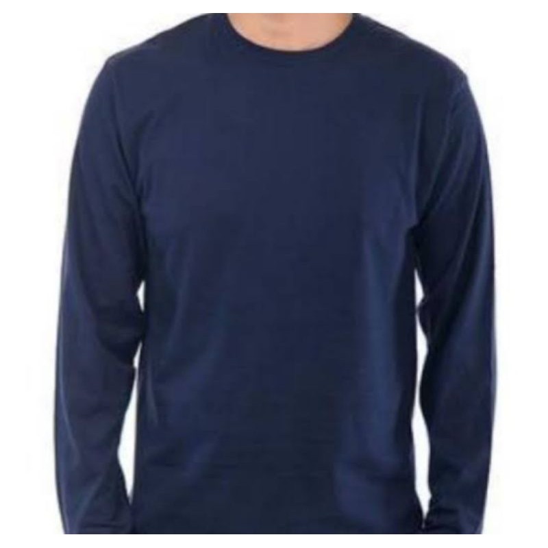 kaos polos biru navy lengan panjang