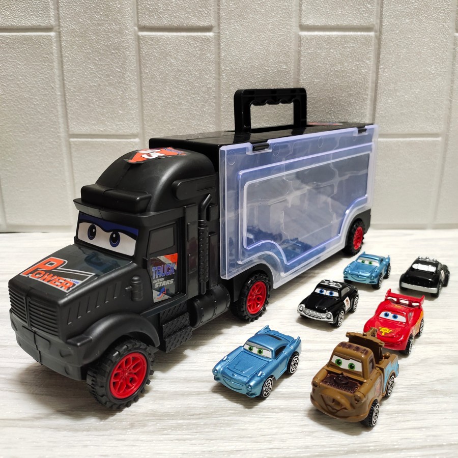 Mainan Truk Kontainer Muatan Mobil  Diecast Box Truk- Kado Anak