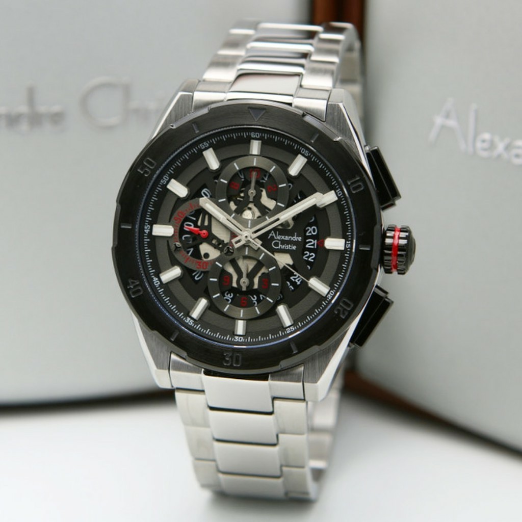 AC alexandre Christie AC 6560  Pria Original Stainless Silver Hitam