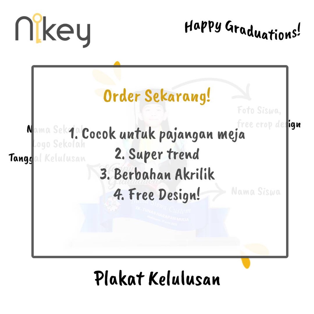 Plakat Wisuda TK, Piagam Kelulusan Sekolah, Plakat Akrilik Custom Free Design 15x10cm