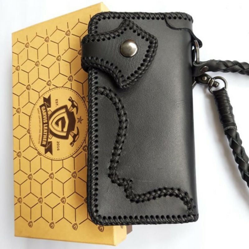 Dompet Biker Handmade Dompet Kulit Panjang Tali Anyam Versi Nappa