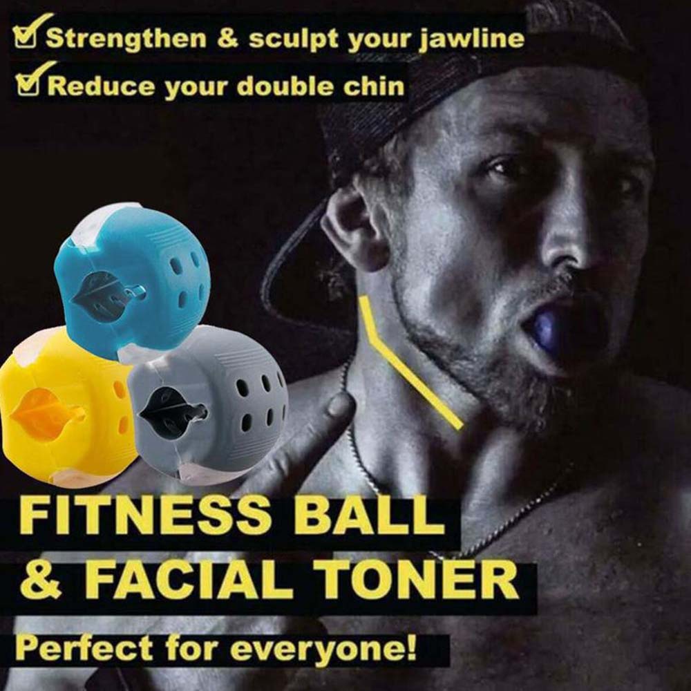 REBUY 30-50Lbs Face Jaw Trainer Neck Mandibular Exerciser Jaw Muscle Exerciser Jawline Fitness Ball Food Grade Silicone Chew Ball Mouth Jawline  Exerciser Chew Device Neck Face-Lift Exercise Bite Muscle Training Jaw Trainer/Multicolor