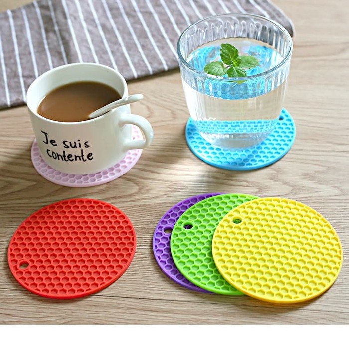 small round silicone mat / tatakan gelas silikon multi fungsi