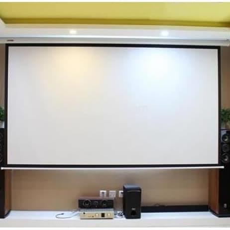 letaec manual screen gantung 96" putih stock ada