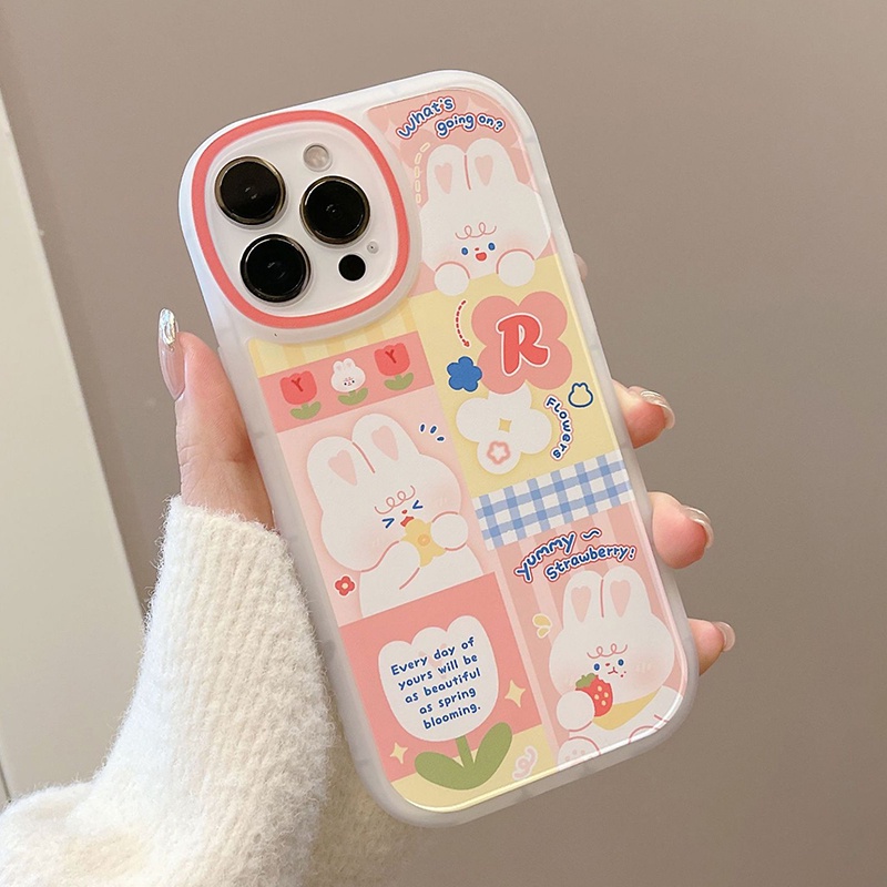 Soft Case TPU Transparan Anti Jatuh Motif Kartun Kelinci Untuk Iphone X / Xs Xr 11 12pro Max 13