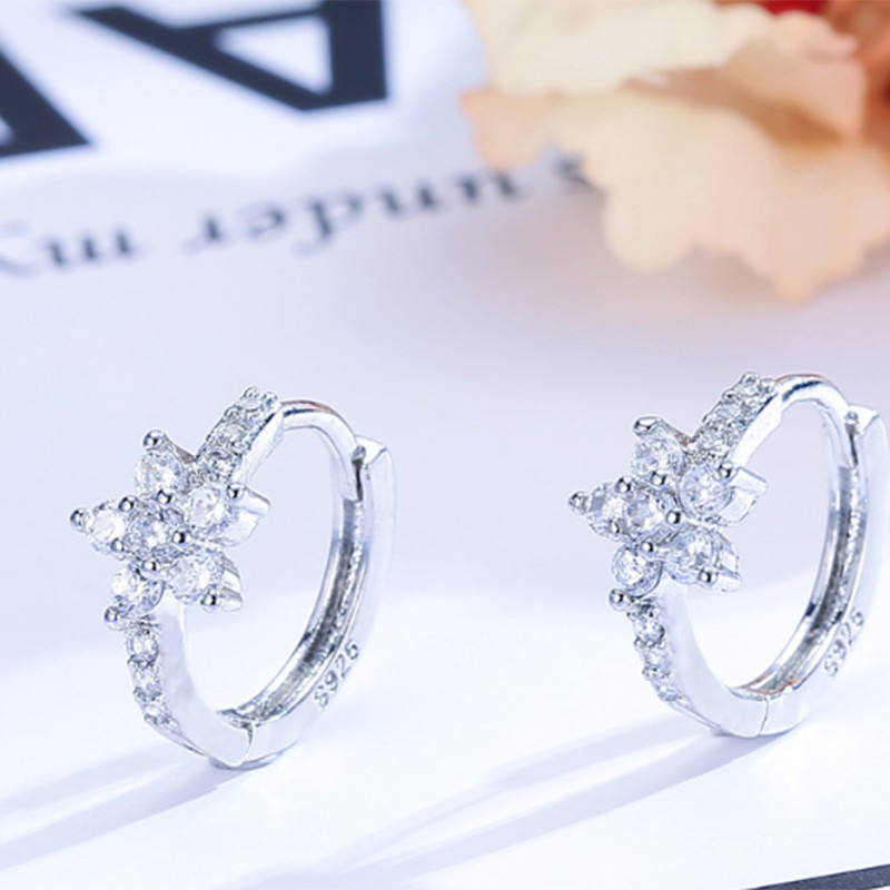 925 anting perak sterling anting-anting wanita dengan perhiasan fashion berlian-M