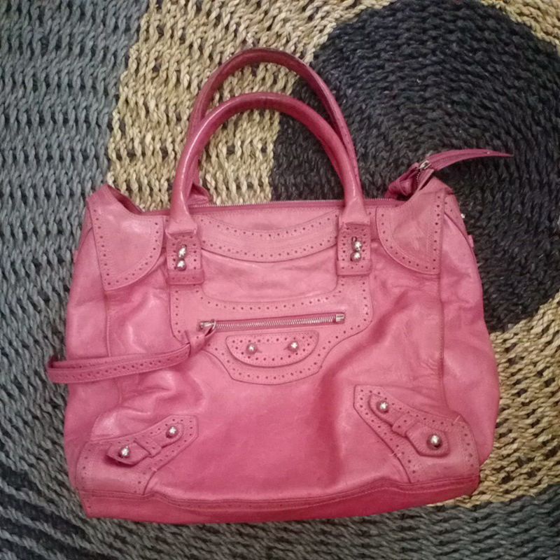 Tas Balenciaga Riva Velo  preloved ada nomor seri kulit asli warna pink