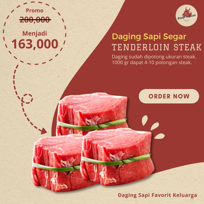 

Daging Sapi Lokal Segar Fresh Has Dalam Tenderloin Steak 1000 Gram D6Mmf4Cr4J